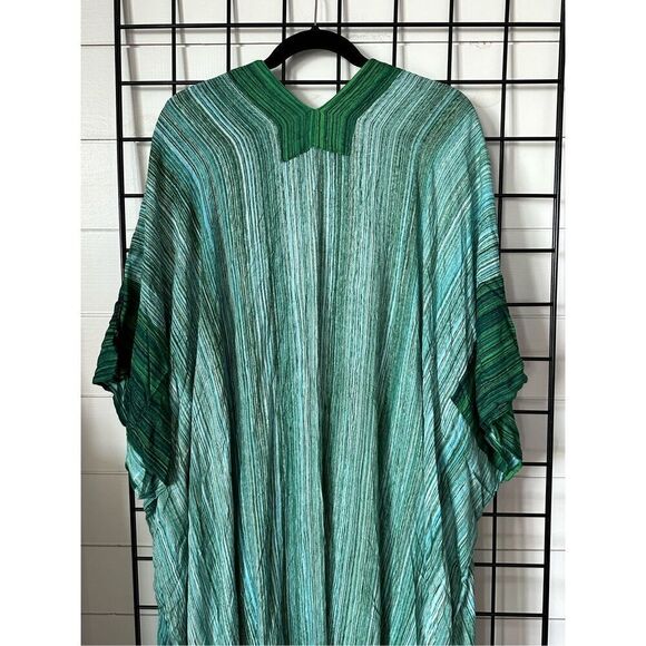 LotusTrader Hand Made Gypsy Kimono Kaftan Gauzy Batik Womens OS Green Boho - Picture 8 of 10